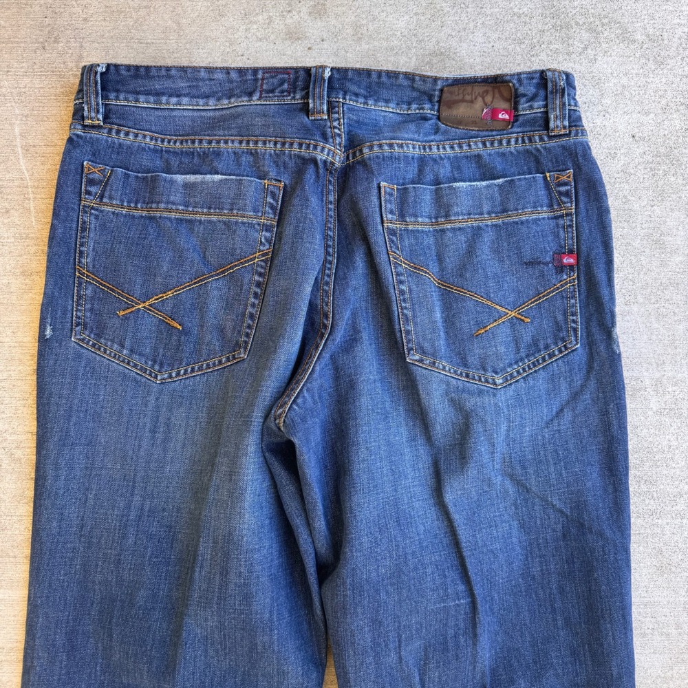 Quiksilver QuikJean Mens 38 Baggy Blue Denim Jeans Medium Wash Y2k Style Vintage